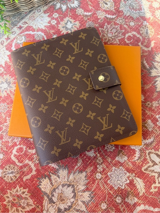 Monogram Accessories - Monogram Canvas Agenda Cover in Brown with Gold Hardware and Box
